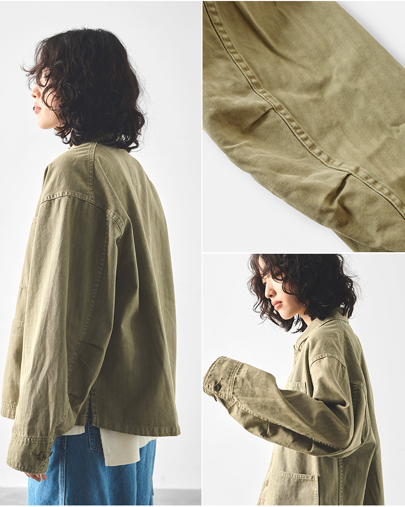 kha:ki(カーキ)コットンヘリンボーンツイルカバーオールジャケット“HBT41JACKET”mil25hjk3230