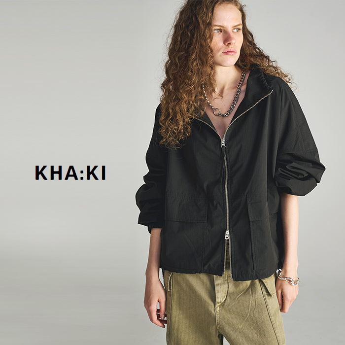 kha:ki(カーキ)ライトリップストップスタンドカラージップアップジャケット“STANDCOLLARJACKET”mil25hjk3232