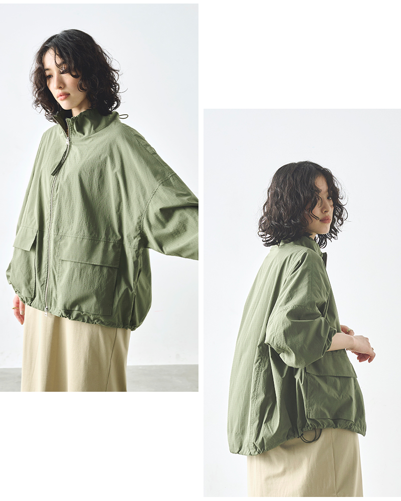 kha:ki(カーキ)ライトリップストップスタンドカラージップアップジャケット“STANDCOLLARJACKET”mil25hjk3232