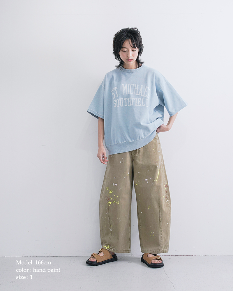 kha:ki(カーキ)コットンウォッシュドチノ刺繍/ペイントワイドトラウザーパンツ“TYPE-43WIDETROUSERS”mil25hpt3223