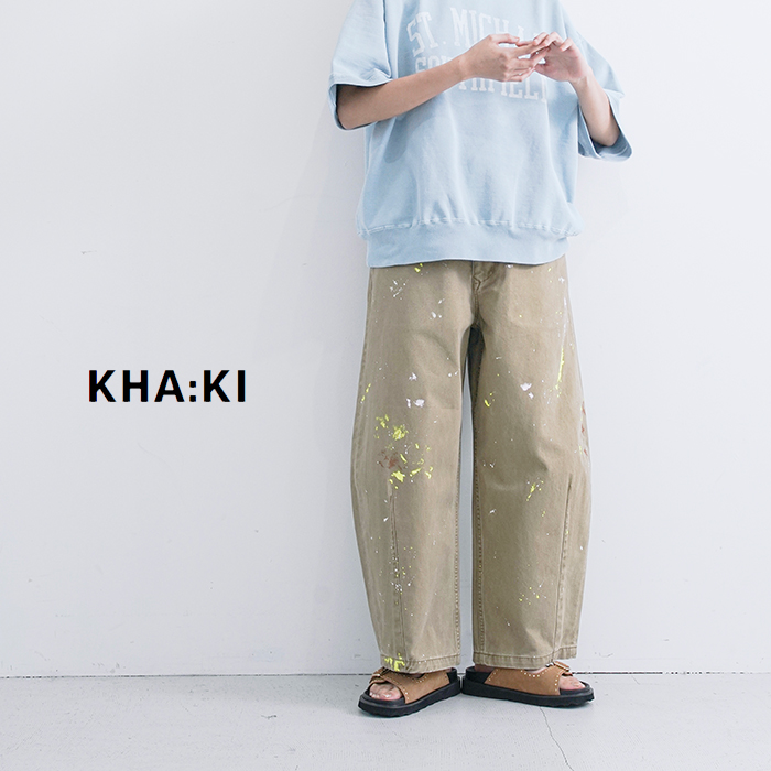 kha:ki(カーキ)コットンウォッシュドチノ刺繍/ペイントワイドトラウザーパンツ“TYPE-43WIDETROUSERS”mil25hpt3223