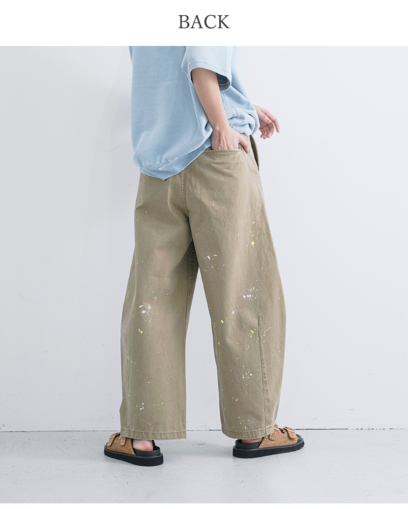 kha:ki(カーキ)コットンウォッシュドチノ刺繍/ペイントワイドトラウザーパンツ“TYPE-43WIDETROUSERS”mil25hpt3223