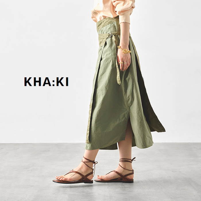 kha:ki(カーキ)オーガニックコットンリップストップパッチワークラップスカート“PATCHWORKWRAPSKIRT”mil25hsk3097