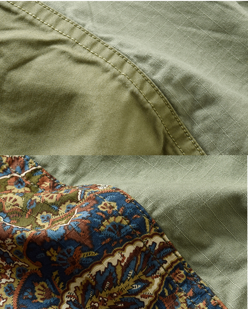 kha:ki(カーキ)オーガニックコットンリップストップパッチワークラップスカート“PATCHWORKWRAPSKIRT”mil25hsk3097