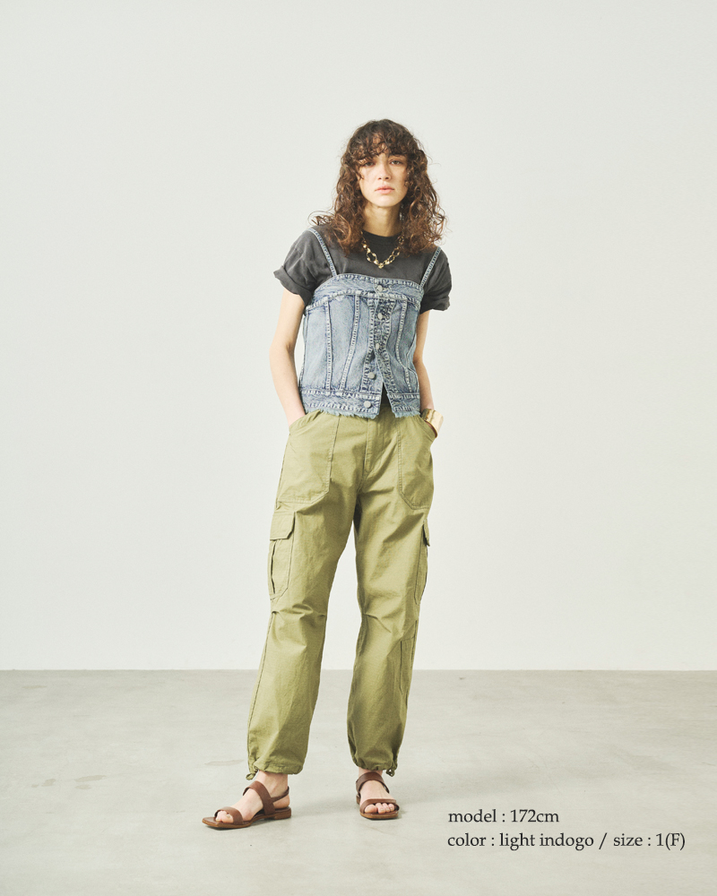 kha:ki(カーキ)8oz綿麻デニムヴィンテージ加工ビスチェトップ“DENIMBUSTIERTOP”mil25sbl3147