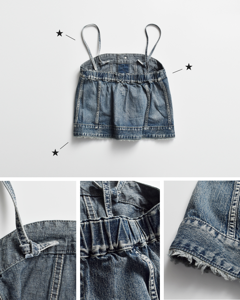 kha:ki(カーキ)8oz綿麻デニムヴィンテージ加工ビスチェトップ“DENIMBUSTIERTOP”mil25sbl3147