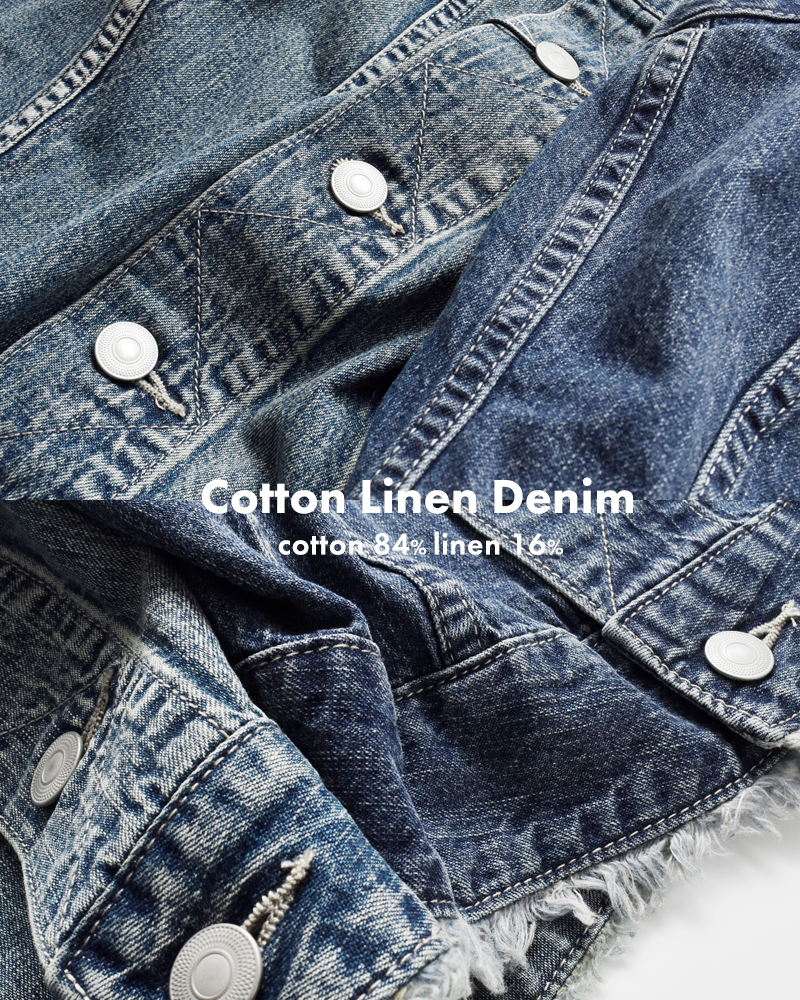 kha:ki(カーキ)8oz綿麻デニムヴィンテージ加工ビスチェトップ“DENIMBUSTIERTOP”mil25sbl3147