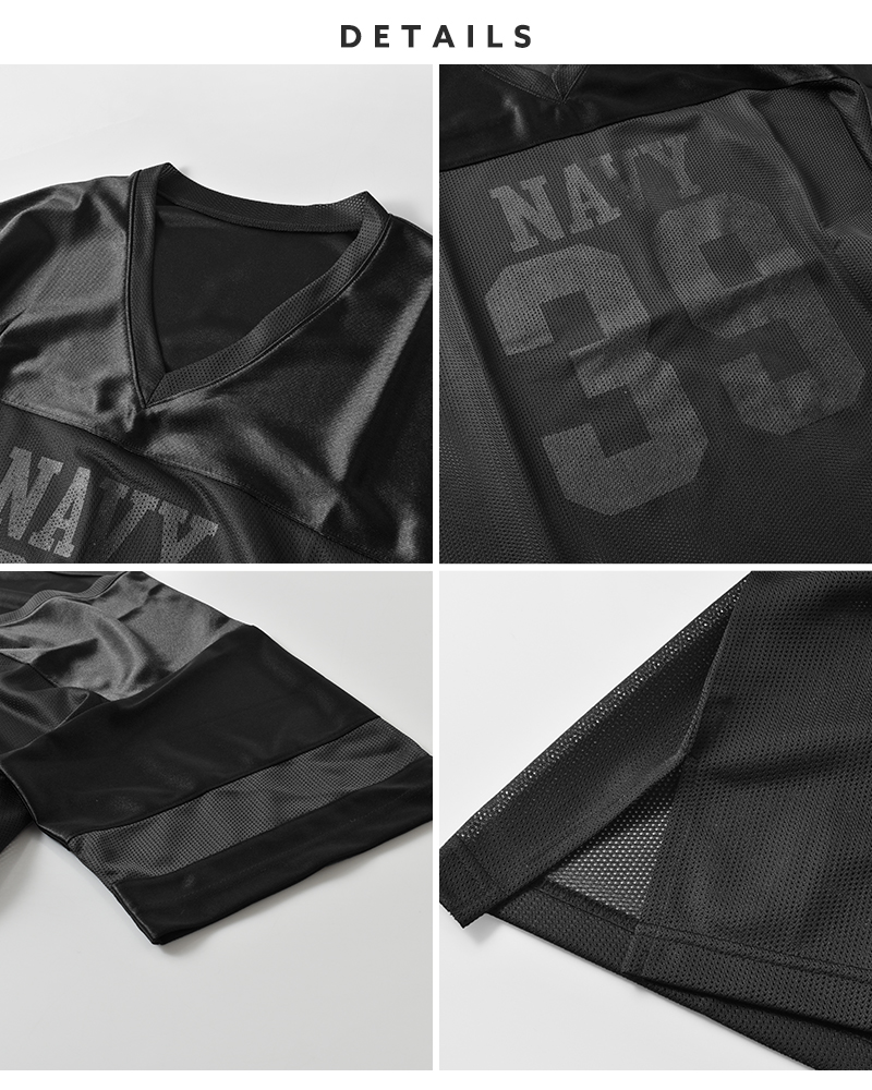 kha:ki(カーキ)サテンジャージー×メッシュ切替サイドスリットホッケーシャツ“SIDESLITHOCKEYSHIRT”mil25scs3445