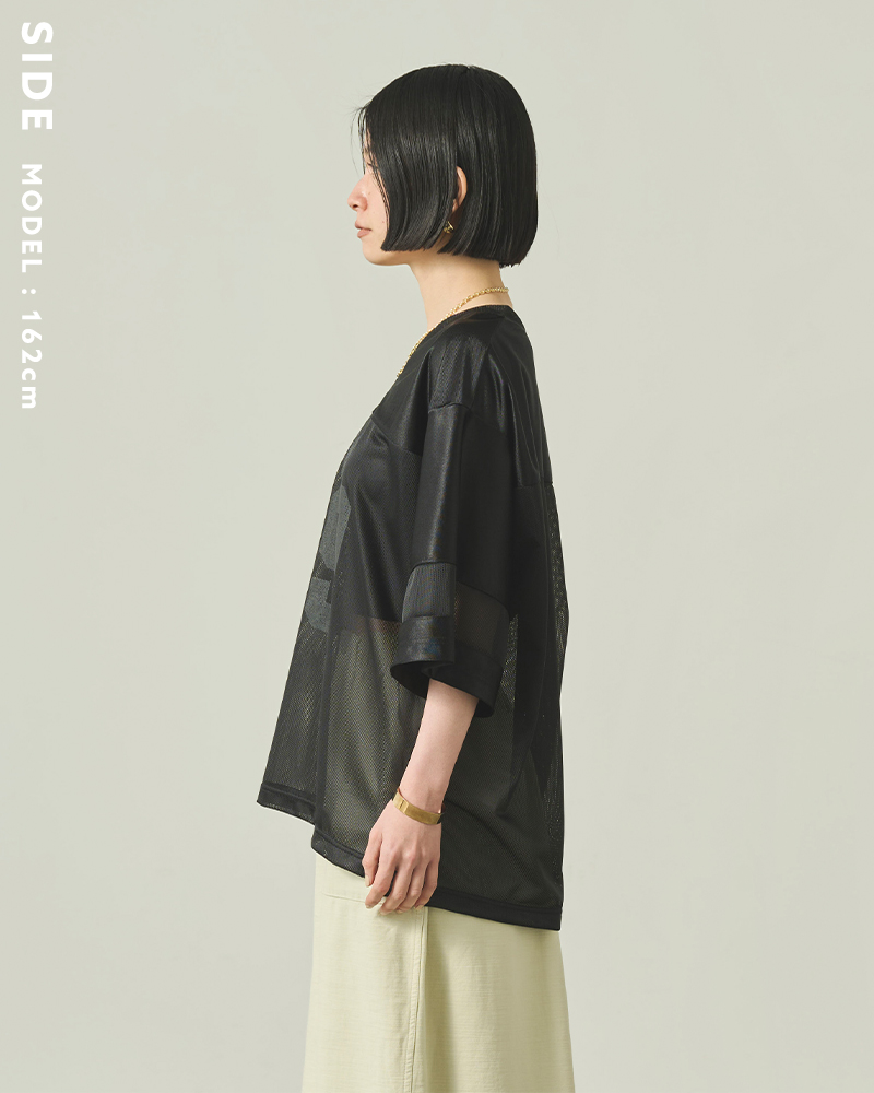 kha:ki(カーキ)サテンジャージー×メッシュ切替サイドスリットホッケーシャツ“SIDESLITHOCKEYSHIRT”mil25scs3445