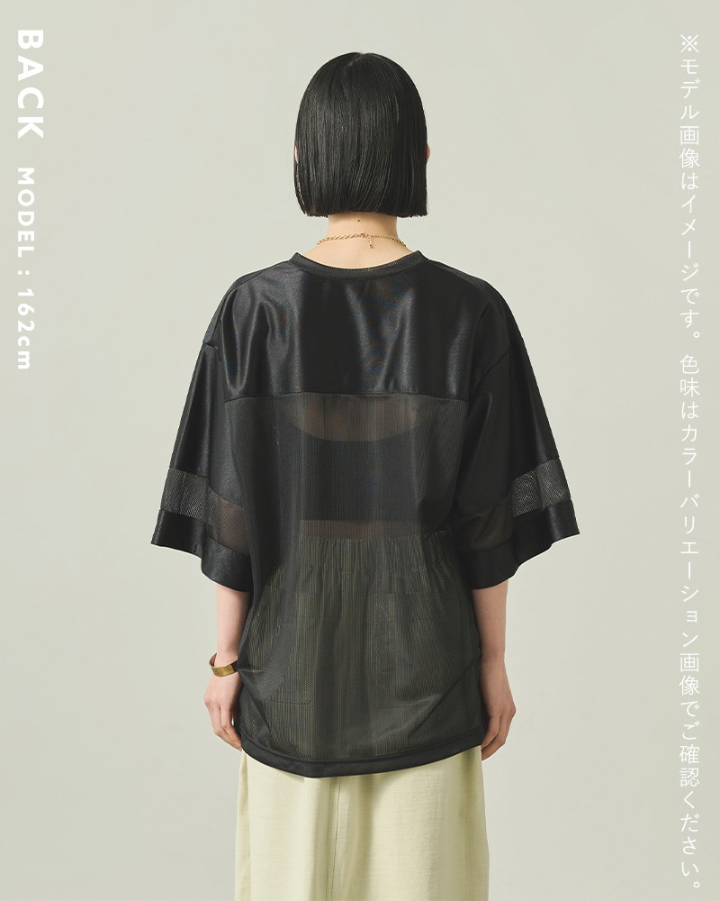 kha:ki(カーキ)サテンジャージー×メッシュ切替サイドスリットホッケーシャツ“SIDESLITHOCKEYSHIRT”mil25scs3445