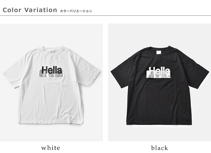 kha:ki(カーキ)5.6ozコットン天竺プリントボックスTシャツ“BOXTEEHella”mil25scs3449