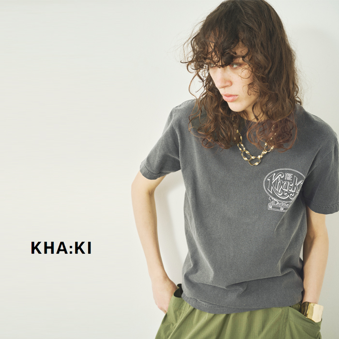 kha:ki(カーキ)コットン天竺ピグメント加工グラフィックプリントTシャツ“TOURTEE83”mil25scs3454