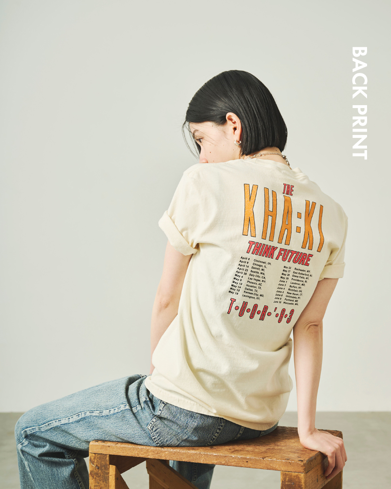 kha:ki(カーキ)コットン天竺ピグメント加工グラフィックプリントTシャツ“TOURTEE83”mil25scs3454