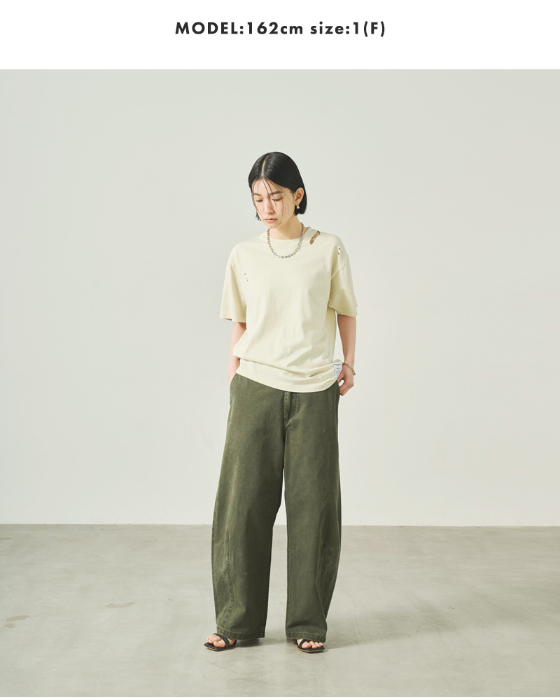 kha:ki(カーキ)コットン天竺ピグメントダイダメージ＆ペイントTシャツ“DAMAGE＆PAINTTEE”mil25scs3456