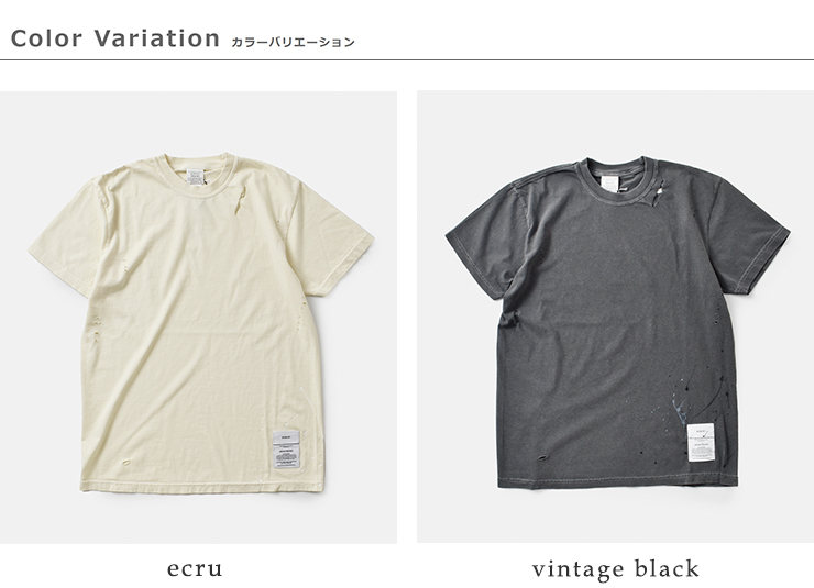 kha:ki(カーキ)コットン天竺ピグメントダイダメージ＆ペイントTシャツ“DAMAGE＆PAINTTEE”mil25scs3456