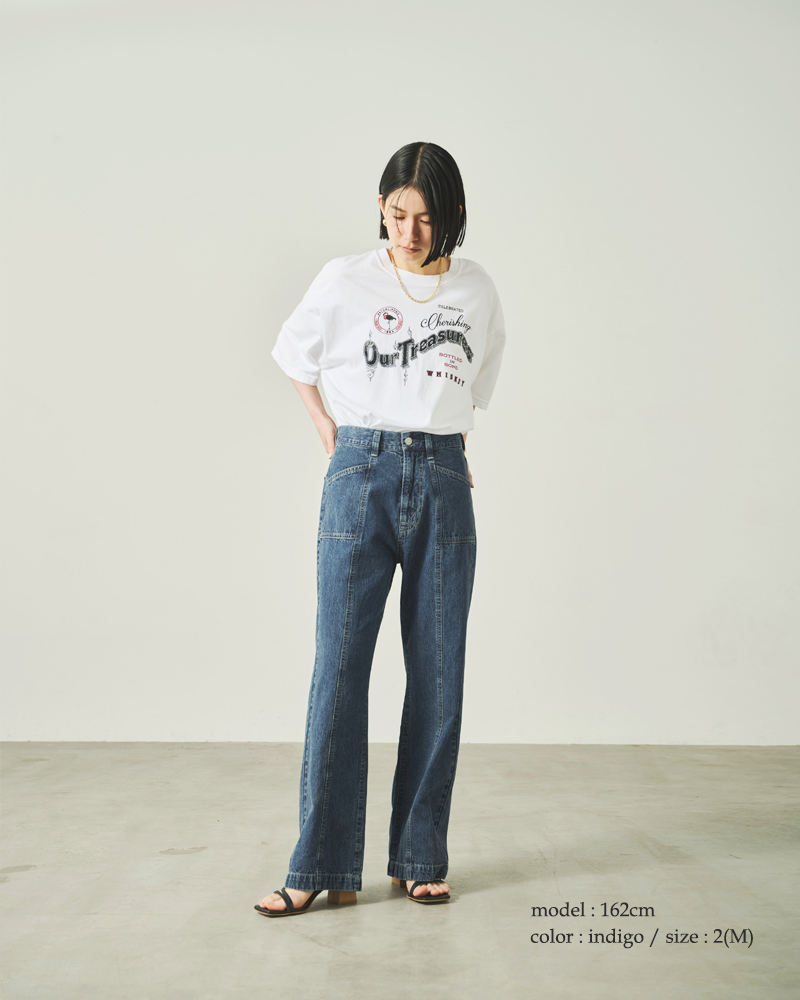 kha:ki(カーキ)8oz綿麻デニムヴィンテージ加工センターシームデニムパンツ“CENTERSEAMDENIM”mil25spt3230