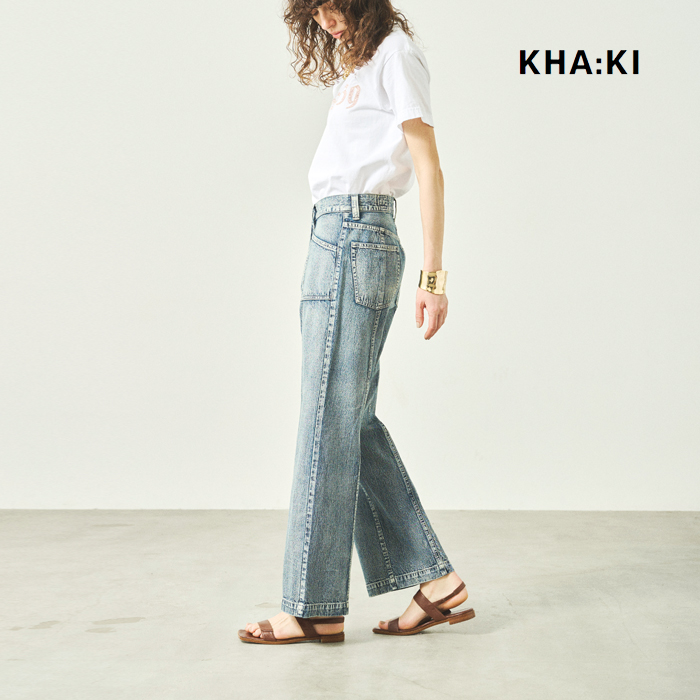 kha:ki(カーキ)8oz綿麻デニムヴィンテージ加工センターシームデニムパンツ“CENTERSEAMDENIM”mil25spt3230