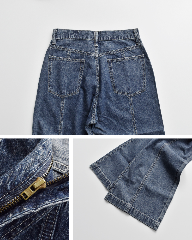 kha:ki(カーキ)8oz綿麻デニムヴィンテージ加工センターシームデニムパンツ“CENTERSEAMDENIM”mil25spt3230