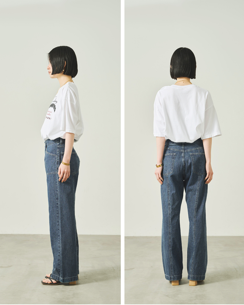 kha:ki(カーキ)8oz綿麻デニムヴィンテージ加工センターシームデニムパンツ“CENTERSEAMDENIM”mil25spt3230