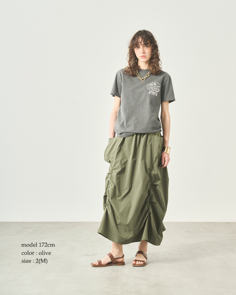 kha:ki(カーキ)ライトリップストップドローストリングスギャザースカート“DRAWSTRINGSSKIRT”mil25ssk3098