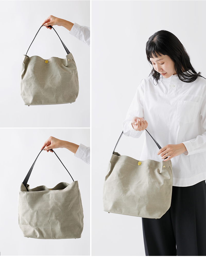 MARINE DAY(マリンデイ)リネン帆布パラフィン栃木レザーミニトートバッグ“minifish”minifish-linen