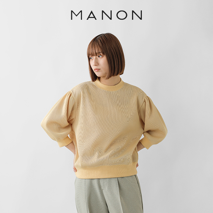 MANON(マノン)シアーメッシュダンボールニットハーフスリーブTシャツ“SHEERMESHDOUBLEKNITHALFSLEEVETEE”mnn-c-147