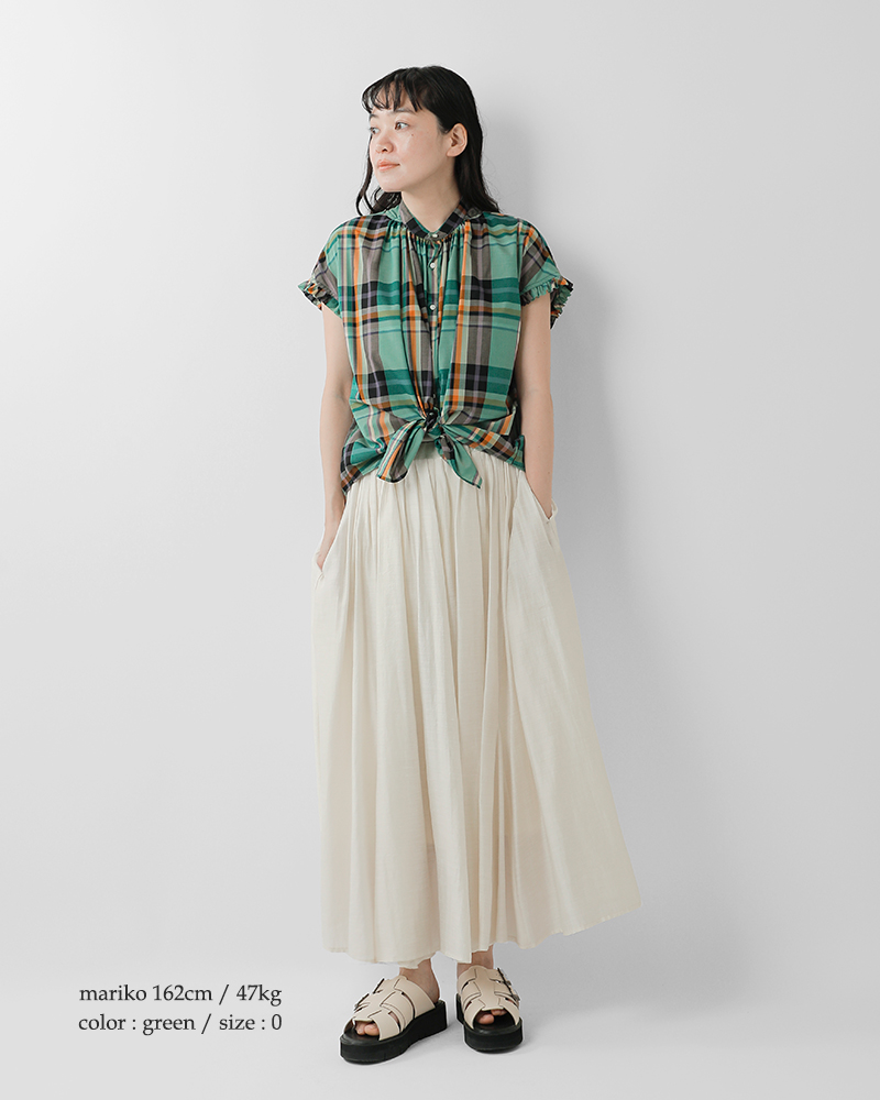 manon(マノン)aranciato別注マドラスチェックフリルスリーブアミカルシャツmnn-sh-222-b