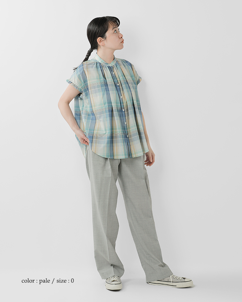 manon(マノン)aranciato別注マドラスチェックフリルスリーブアミカルシャツmnn-sh-222-b