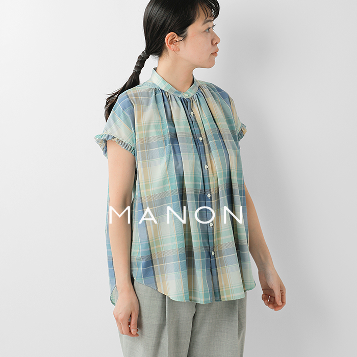 manon(マノン)aranciato別注マドラスチェックフリルスリーブアミカルシャツmnn-sh-222-b
