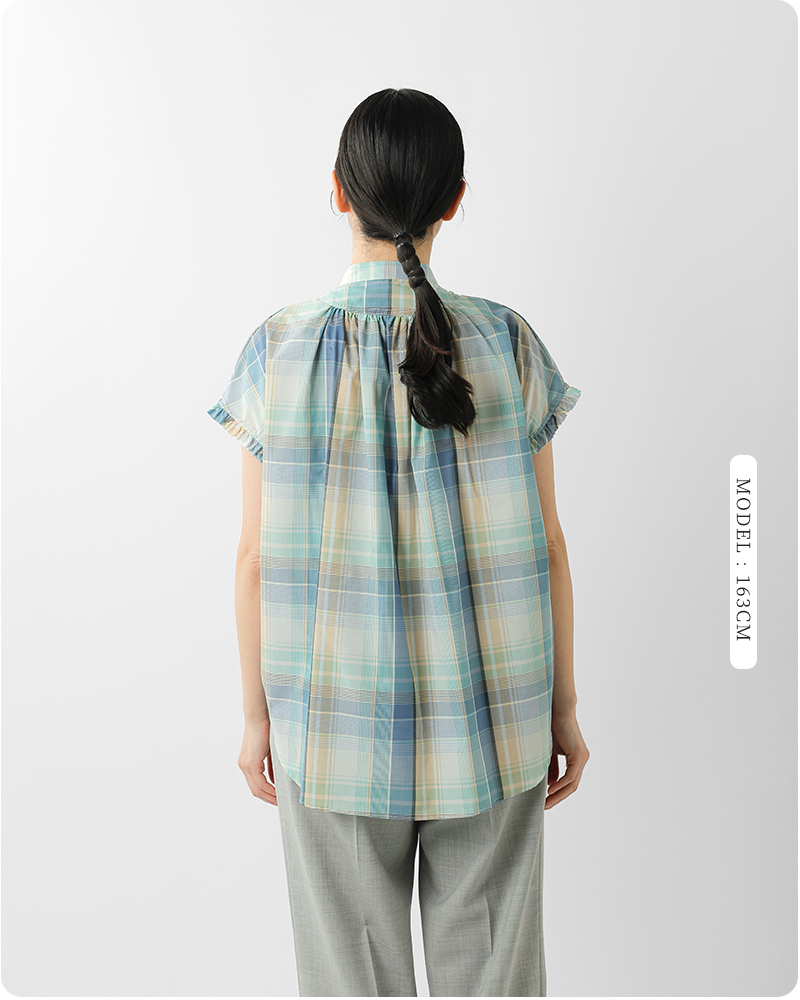 manon(マノン)aranciato別注マドラスチェックフリルスリーブアミカルシャツmnn-sh-222-b