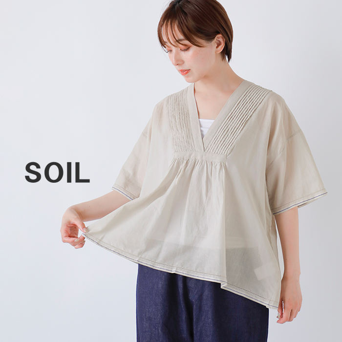 20%OFF】SOIL ソイル コットン スーパーファイン ボイル Vネック