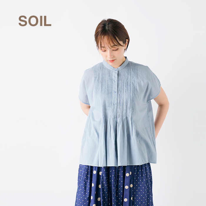 SOIL ソイル コットン ボイル プレーン バンドカラー フレンチ