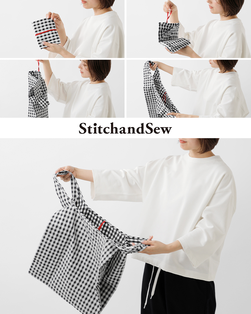 StitchandSew(スティッチアンドソー)ギンガムチェックミディアムサブバッグpg50m