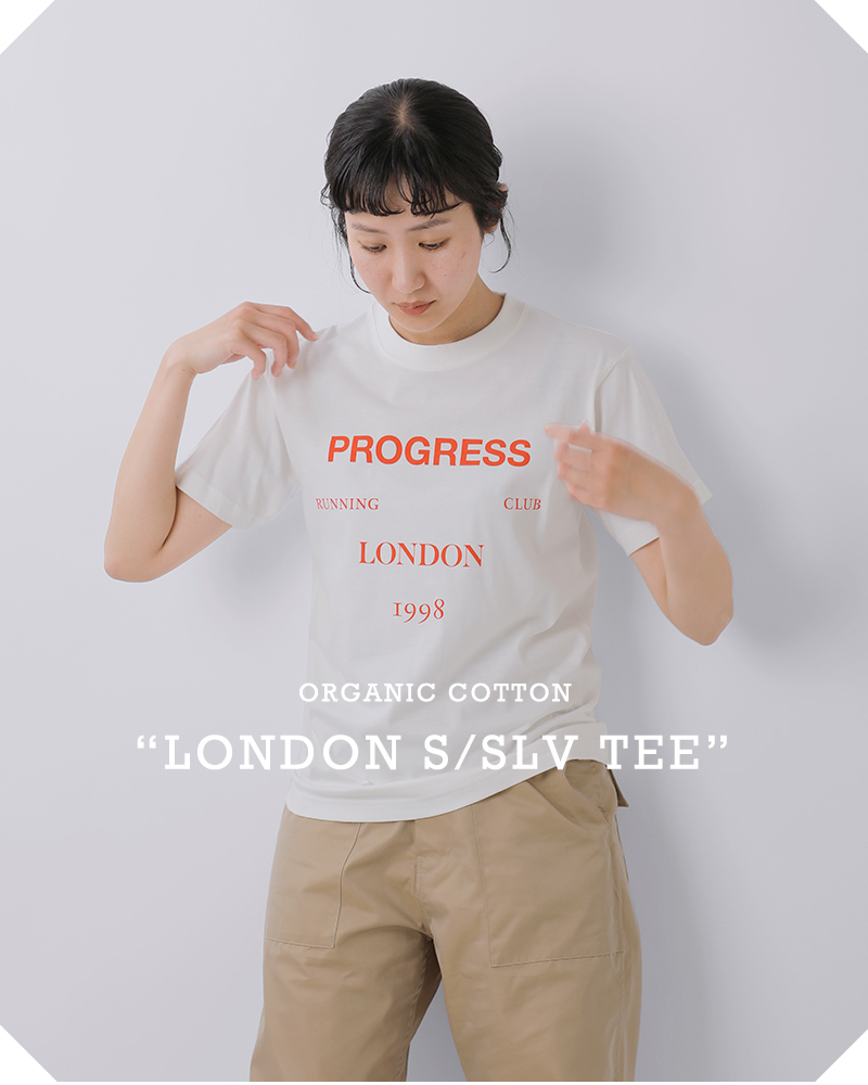 PROGRESS RUNNING CLUB(プログレスランニングクラブ)コットンロゴプリント半袖Tシャツ“LONDONS/SLVTEE”prc-25ss-03c
