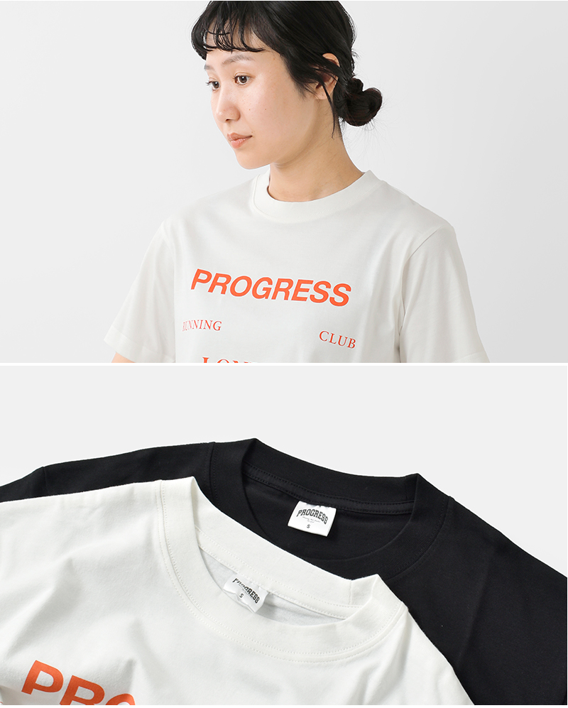 PROGRESS RUNNING CLUB(プログレスランニングクラブ)コットンロゴプリント半袖Tシャツ“LONDONS/SLVTEE”prc-25ss-03c