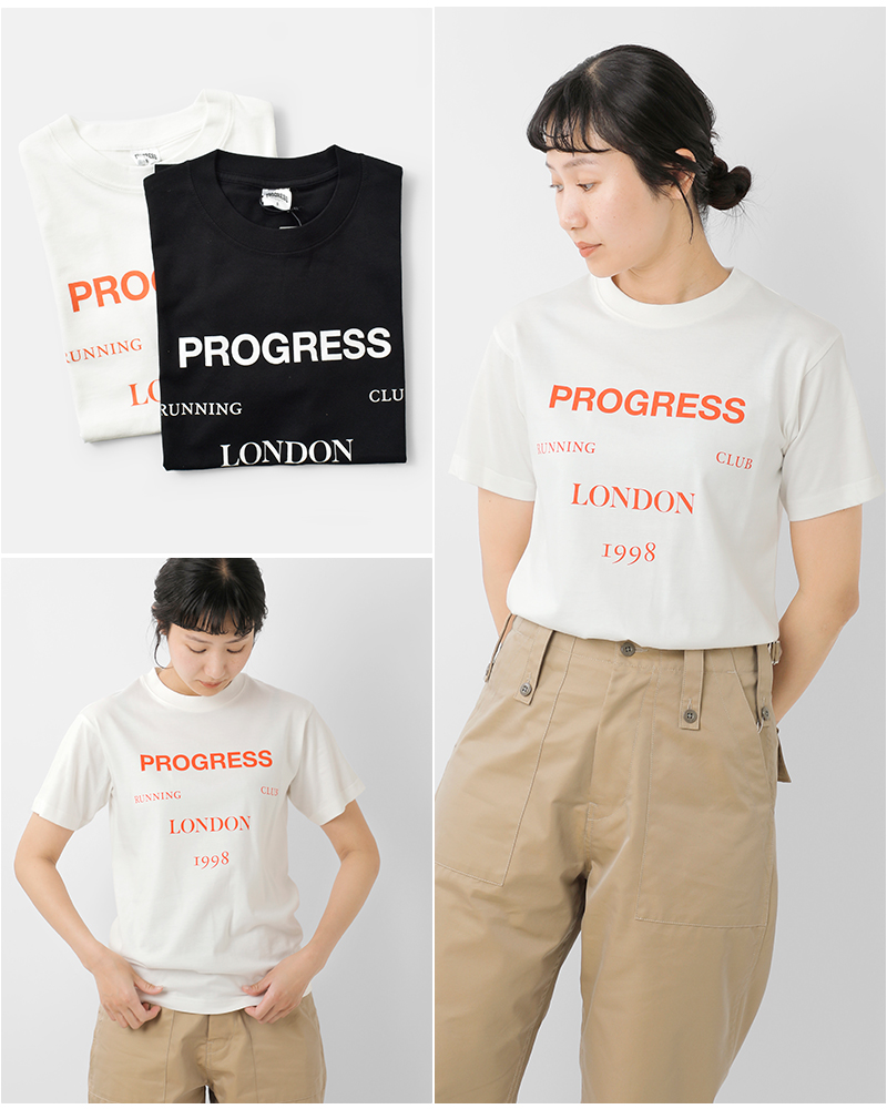 PROGRESS RUNNING CLUB(プログレスランニングクラブ)コットンロゴプリント半袖Tシャツ“LONDONS/SLVTEE”prc-25ss-03c