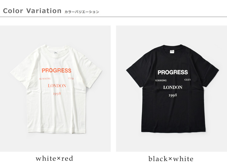 PROGRESS RUNNING CLUB(プログレスランニングクラブ)コットンロゴプリント半袖Tシャツ“LONDONS/SLVTEE”prc-25ss-03c