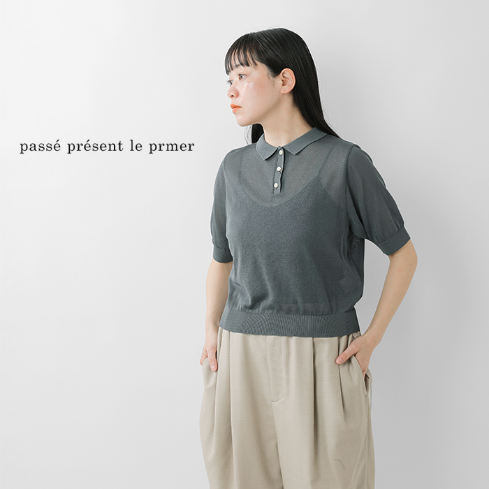 passe present le prmer(パッセ プレゾン ル プルメ)コットン前後2way衿付きニットプルオーバーprm-2042
