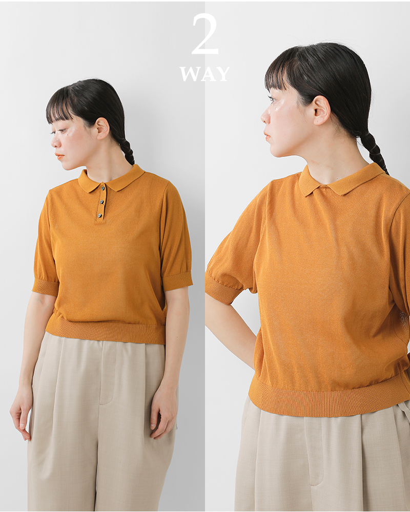 passe present le prmer(パッセ プレゾン ル プルメ)コットン前後2way衿付きニットプルオーバーprm-2042