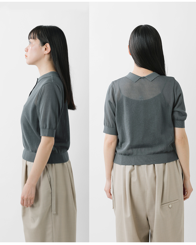 passe present le prmer(パッセ プレゾン ル プルメ)コットン前後2way衿付きニットプルオーバーprm-2042