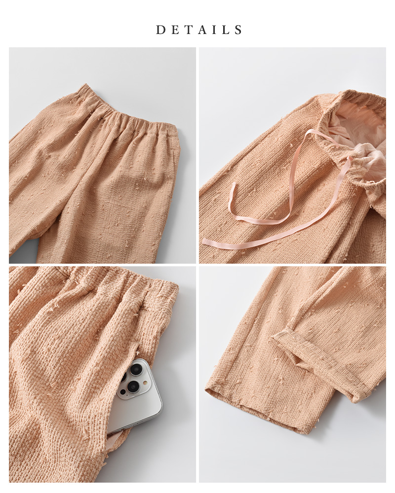 qiri キリ 刺し子 ジャガード ゴム ギャザー パンツ “sashiko JQ