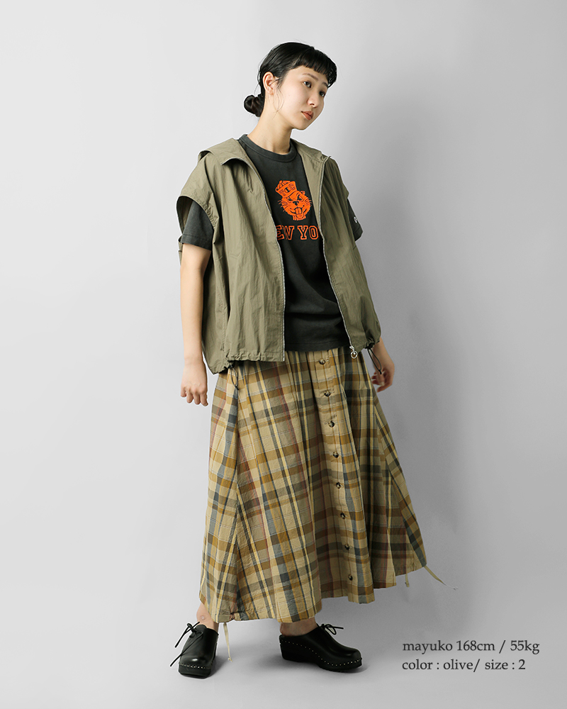 ENGINEERED GARMENTS(エンジニアド ガーメンツ)コットンマドラスチェックギャザースカート“GatherSkirt”qt329
