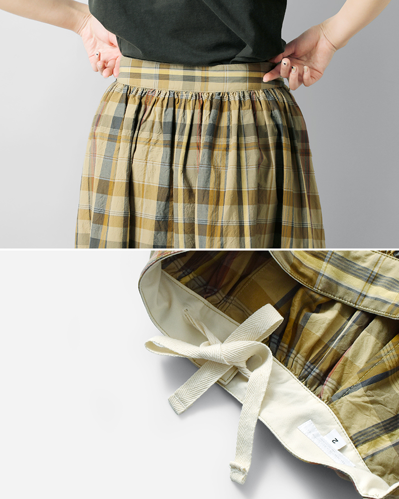 ENGINEERED GARMENTS(エンジニアド ガーメンツ)コットンマドラスチェックギャザースカート“GatherSkirt”qt329