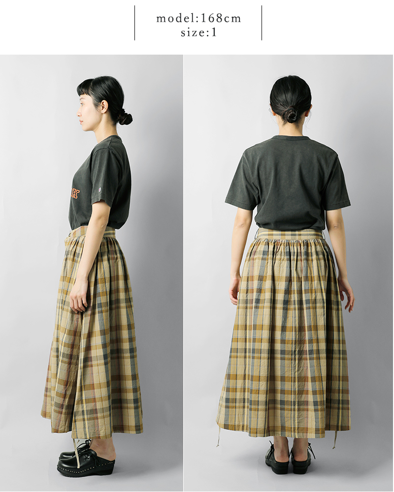 ENGINEERED GARMENTS(エンジニアド ガーメンツ)コットンマドラスチェックギャザースカート“GatherSkirt”qt329