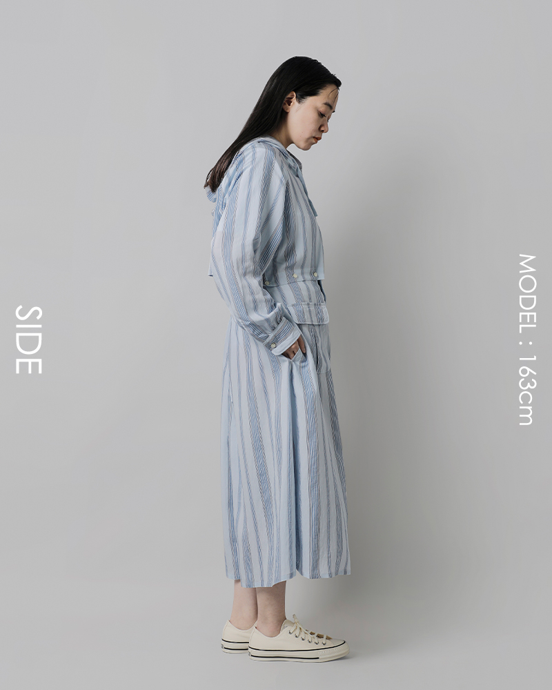 dizzit ストライプパフスリーブジャケットドレス ワンピース d'zzit Lotus Combi Print Shirring Sleeveless Dress | Pasand by ne