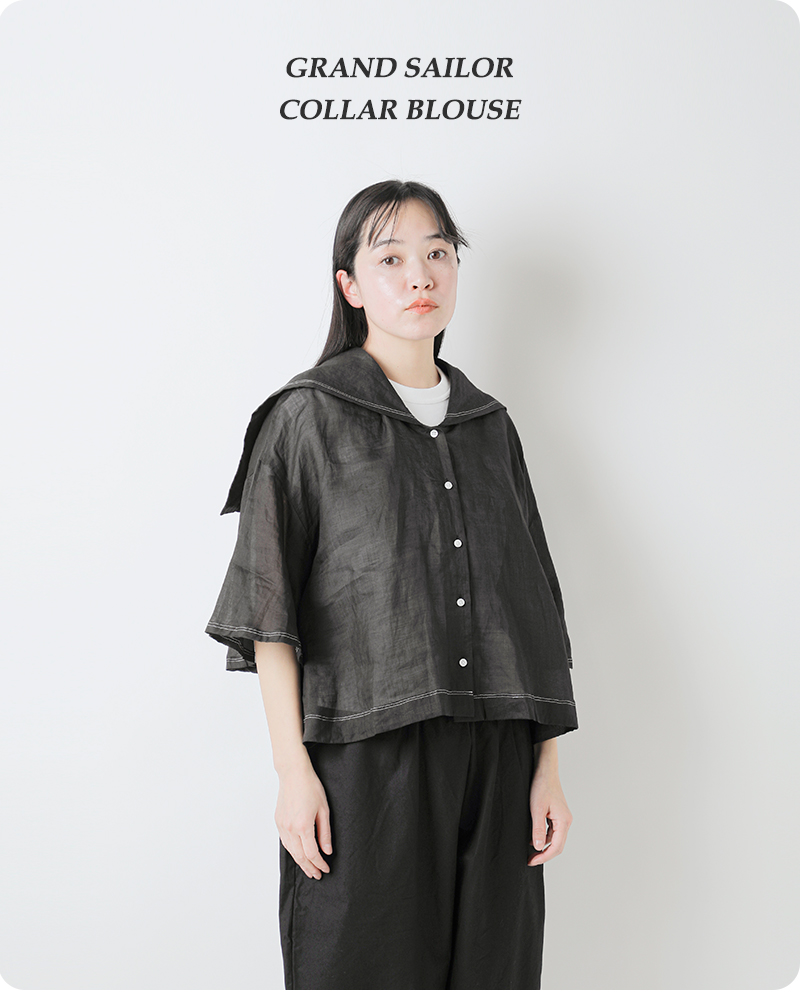 ROBE de PEAU(ローブデポー)ラミーリネングランドセーラーカラーブラウス“GRANDSAILORCOLLARBLOUSE”r295