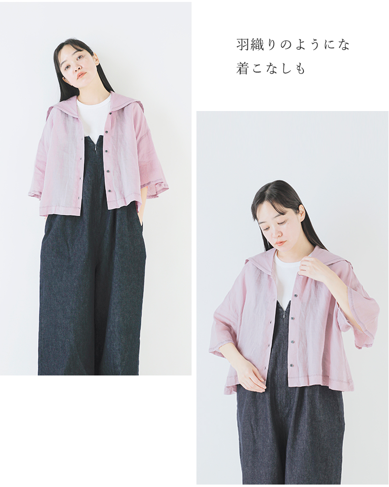 ROBE de PEAU(ローブデポー)ラミーリネングランドセーラーカラーブラウス“GRANDSAILORCOLLARBLOUSE”r295