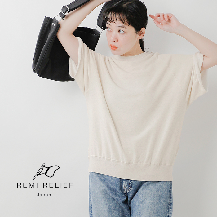 REMI RELIEF(レミレリーフ)コットン裏毛ラグランショートスリーブクルーネックスウェットシャツrn28369153