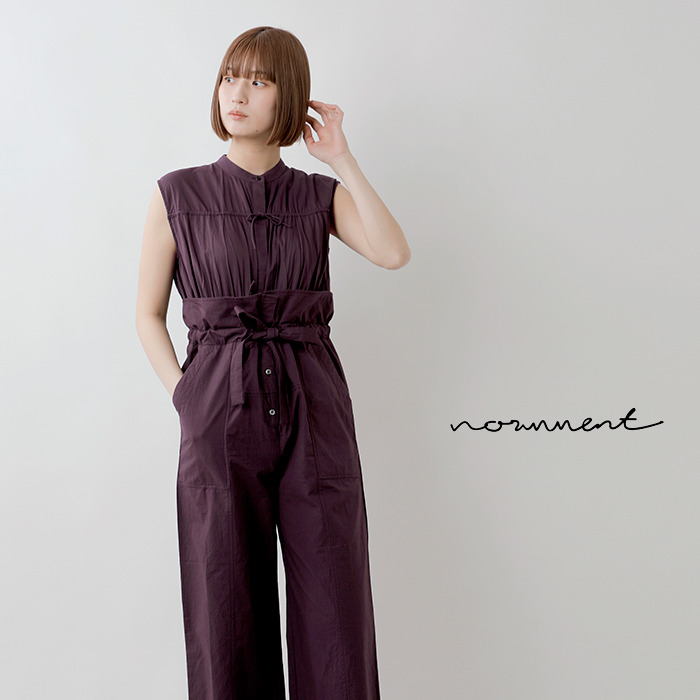 50%OFF】normment ノーメント コットン ギャザー ジャンプスーツ