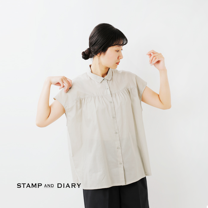 STAMP AND DIARY(スタンプアンドダイアリー)スイスコットンバックギャザーブラウスsd410ss42